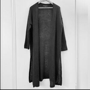 NakedCashmere S Open-Front Knit Long Cardigan in Black